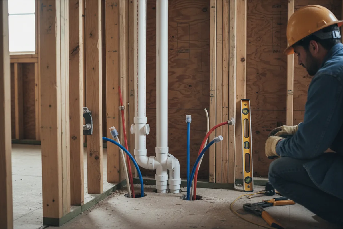 Drain and supply rough-in during Leak Detection in San Marino