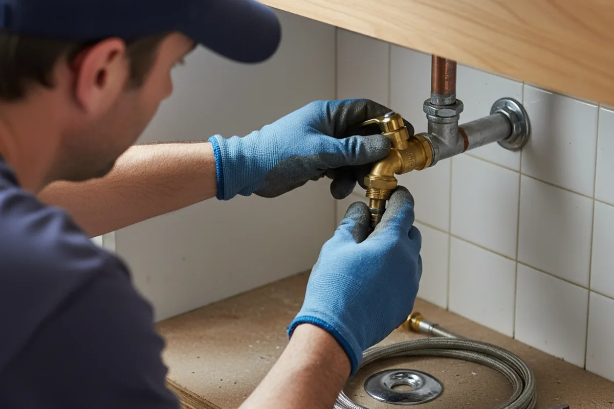 Shutoff valve and fitting work during Burst Pipe Repair in San Marino